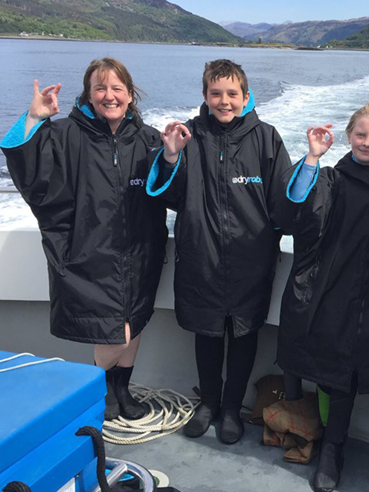 Maree snorkels with the kids as part of celebration of Lochcarron’s permanently protected status’