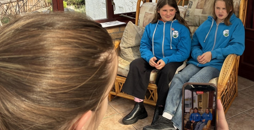 Abbie interviewing aoife and edie this evening